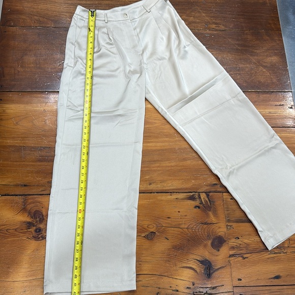 12th Tribe Satin Cream Trouser Pants high waisted size large - Picture 5 of 7